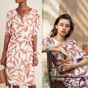 Anthropologie Nicole Puff-Sleeved Shirtdress in Neutral